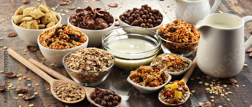 Fotomural Composition with different sorts of breakfast cereal products