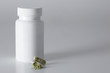 Weiße Tablettendose mit Cannabis Kapseln