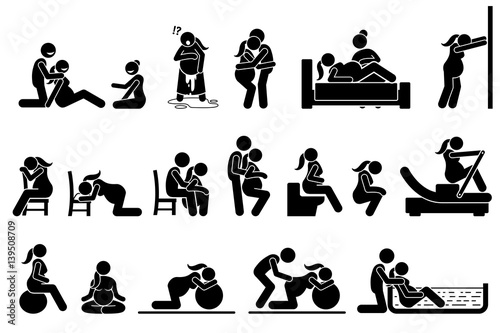 Fotografía Childbirth labor positions and postures at home