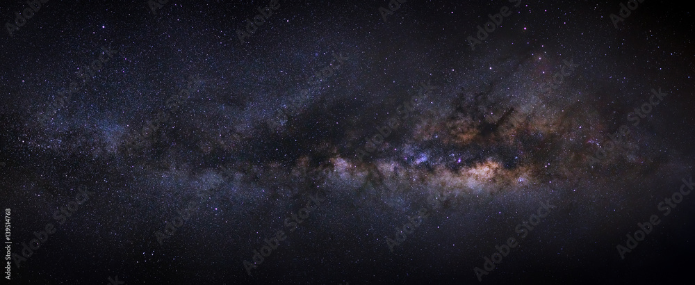 panorama milky way galaxy. Long exposure photograph.With grain - obrazy, fototapety, plakaty 