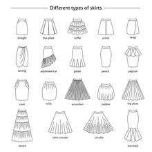 Set of different types of skirts