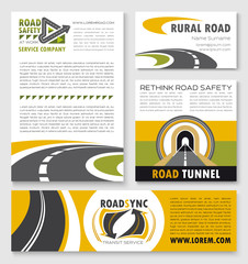 Road poster, banner and flyer template set