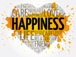 © dizain - Happiness word cloud collage, heart concept background