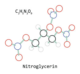 Canvas Print - molecule Nitroglycerin C3H5N3O9