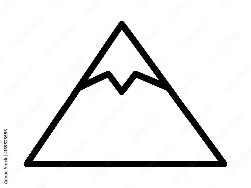 Tall mountain peak with snow line art vector icon for outdoor apps and ...