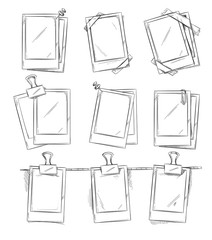 Canvas Print - Doodle retro photo frames, vintage album