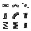 Metal spiral flexible wire elastic spring vector icons