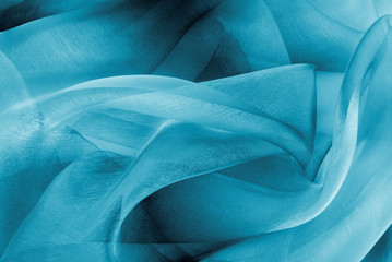 Wall Mural - organza fabric in blue color
