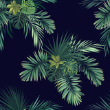 Dark Tropical Background With Jungle Plants. Seamless Tropical Pattern With  Green Phoenix Palm Leaves. Vector Illustration. Royalty Free SVG, Cliparts,  Vectors, and Stock Illustration. Image 73213755.