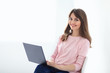 © GVS - Smiling beautiful woman portrait with laptop