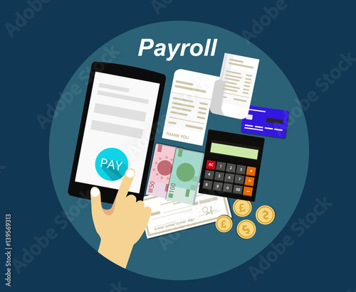 Payroll Salary Payment And Money Wages Money Calculator Concept