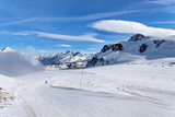 Fototapeta Góry - Mountain skiing - Plateau Rose, trail in Zermatt Switzerland, Italy, Valle d'Aosta, Breuil-Cervinia, Aosta Valley, Cervinia