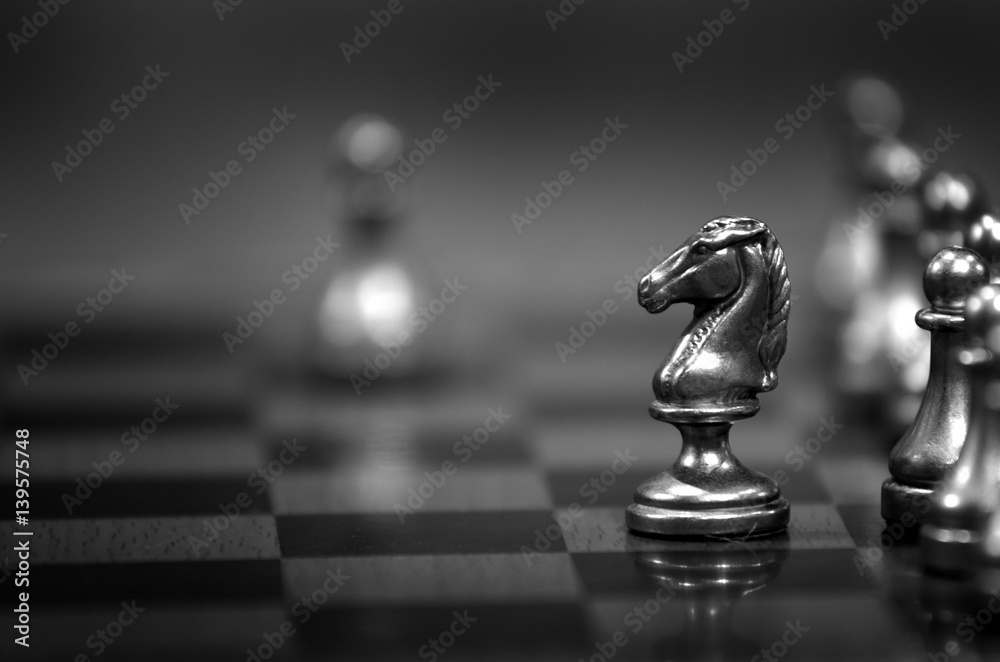 Chess Pieces on Board for Game and Strategy - obrazy, fototapety, plakaty 