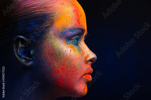 Creative art of make up, fashion model closeup portrait