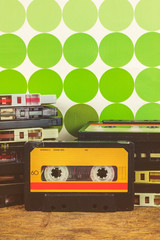 Wall Mural - retro styled image of vintage audio compact cassettes