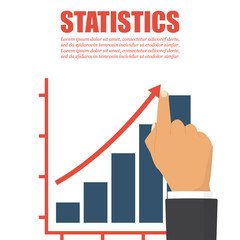 Poster - Statistics concept, growing business graph. Businessman manages financial growth graph. Template investment. Vector illustration