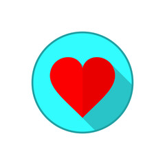 Poster - Heart icon. Romantic love symbol. Blue circle button with flat icon. Vector