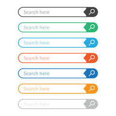 Poster - Search bar field. Set vector interface elements with search button. Flat vector illustration on white background.
