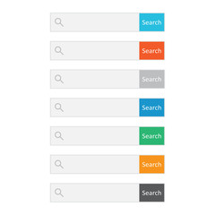 Poster - Search bar field. Set vector interface elements with search button. Flat vector illustration on white background.