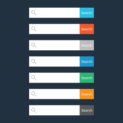 Poster - Search bar field. Set vector interface elements with search button. Flat vector illustration on dark blue background.