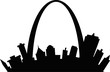 Cartoon skyline silhouette of the city of St. Louis, Missouri, USA.