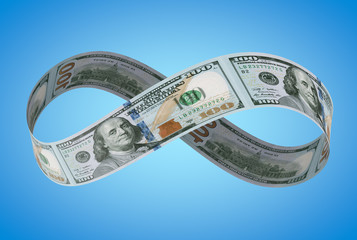 Infinite NEW dollar on blue background