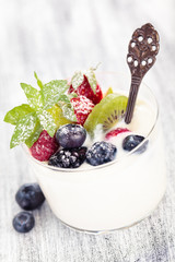 Wall Mural - Yogurt with berries.