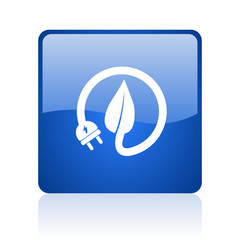 Leinwandbilder - Eco electric plug blue square glossy vector web icon. Modern design internet button for smartphone applications