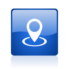 Aufkleber - Pointer blue square glossy vector web icon. Modern design internet button for smartphone applications