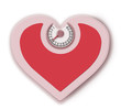 3D illustration isolated red and pink weight scale in the form of heart