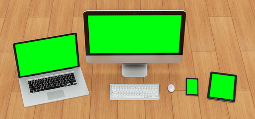 Leinwandbilder - Modern computer laptop mobile phone and tablet 3D rendering