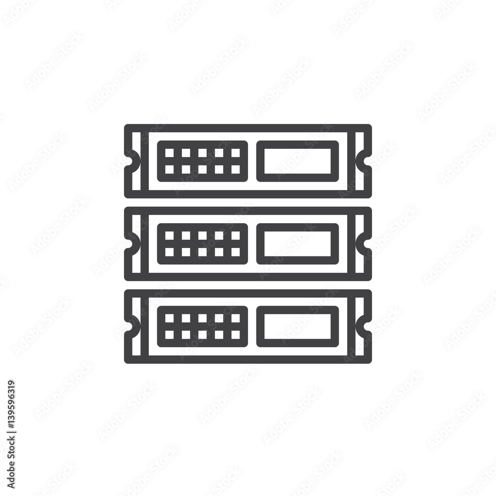 Rack units, servers line icon, outline vector sign, linear style ...
