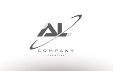Al A L  Swoosh Grey Alphabet Letter Logo