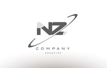 Nz N Z  Swoosh Grey Alphabet Letter Logo