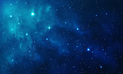 beautiful space with blue nebula, realistic vector - eps 10