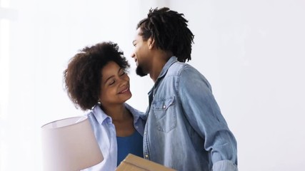 Canvas Print - happy couple with stuff moving to new home