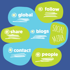 Poster - Vector hand written info graphic with theme of social media