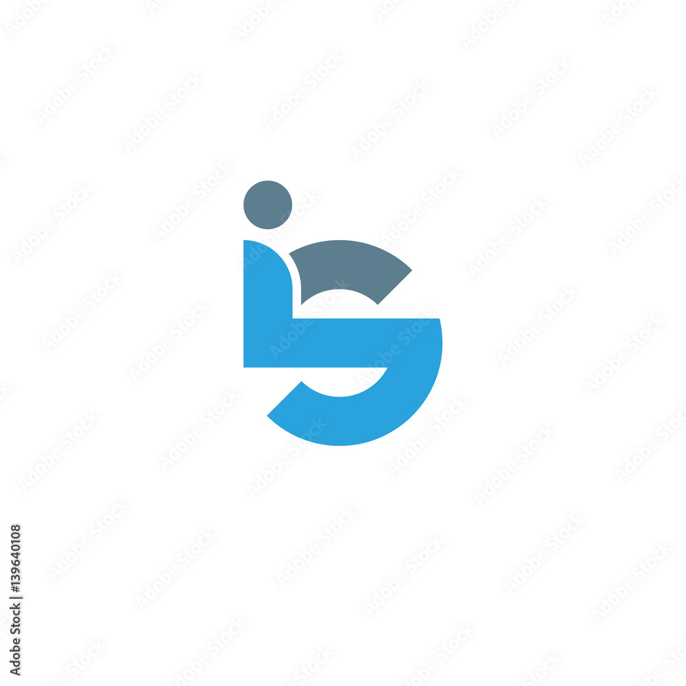 Initial letter is modern linked circle round lowercase logo blue gray ...