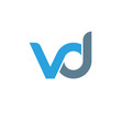 © ariefpro - Initial letter vd modern linked circle round lowercase logo blue gray