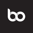 Initial lowercase letter bo, linked circle rounded logo with shadow gradient, white color on black background