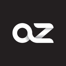 Initial Lowercase Letter Az, Linked Circle Rounded Logo With Shadow Gradient, White Color On Black Background