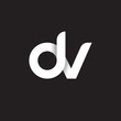 © ariefpro - Initial lowercase letter dv, linked circle rounded logo with shadow gradient, white color on black background