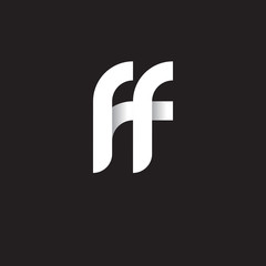 Wall Mural - Initial lowercase letter ff, linked circle rounded logo with shadow gradient, white color on black background