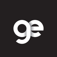 Initial lowercase letter ge, linked circle rounded logo with shadow gradient, white color on black background