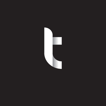Initial lowercase letter lt, linked circle rounded logo with shadow gradient, white color on black background