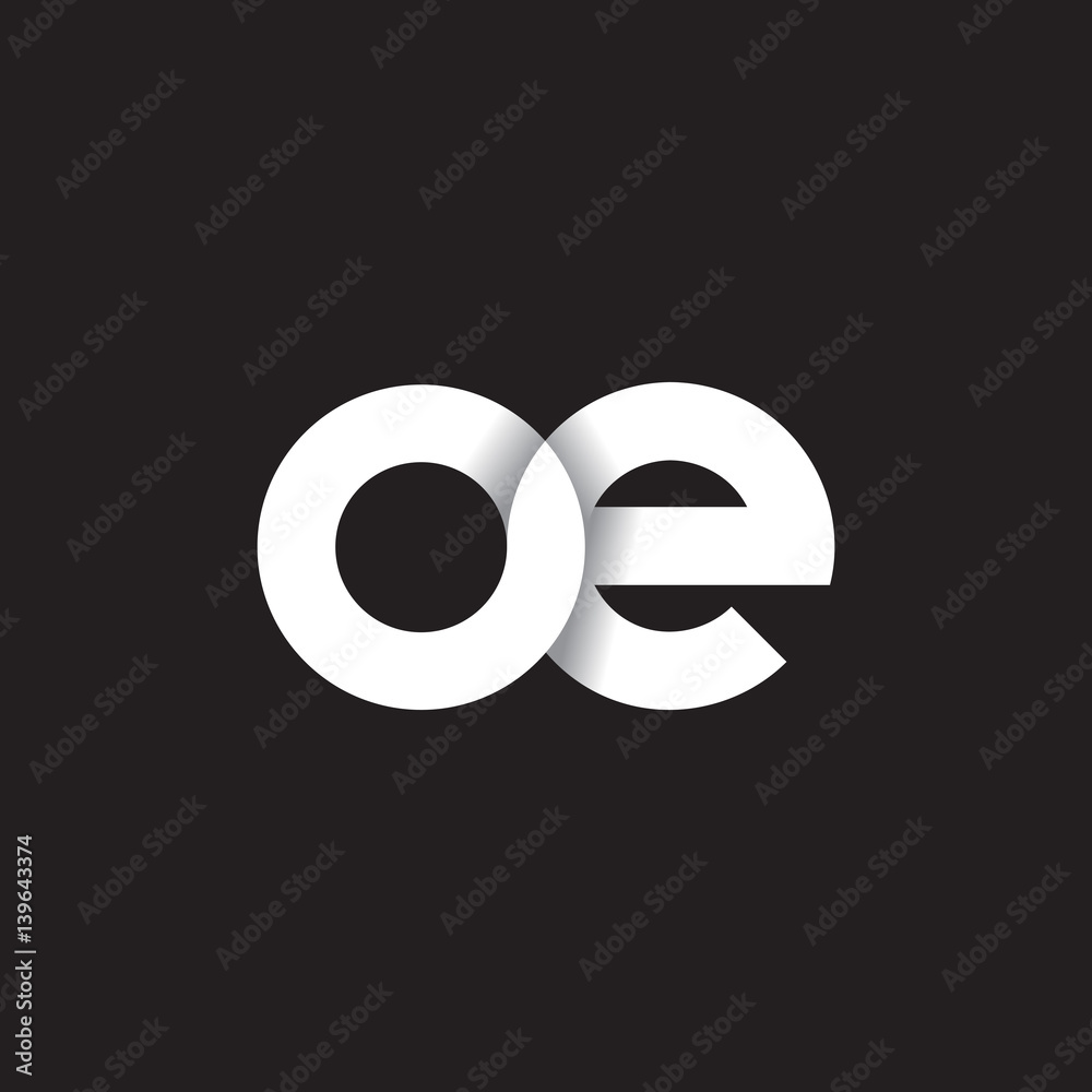 Initial lowercase letter oe, linked circle rounded logo with shadow ...