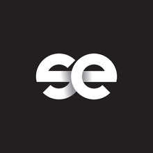 Initial Lowercase Letter Se, Linked Circle Rounded Logo With Shadow Gradient, White Color On Black Background