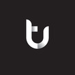 © ariefpro - Initial lowercase letter tu, ut, linked circle rounded logo with shadow gradient, white color on black background