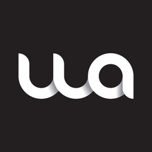 Initial Lowercase Letter Wa, Linked Circle Rounded Logo With Shadow Gradient, White Color On Black Background