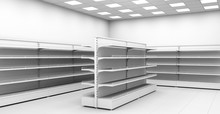 The Interior Of The Store With Empty Shelves